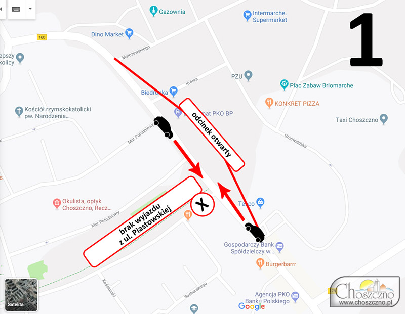 mapa remontowanych choszczeńskich dróg