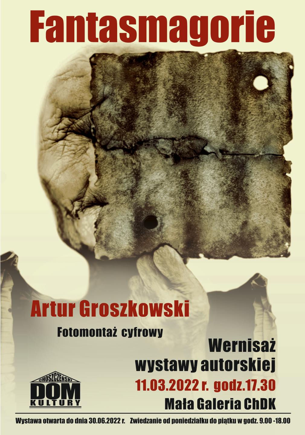plakat zapraszający na wystawę Artura Groszkowskiego