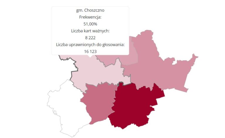 Mapka wybory samorządowe CHoszczno